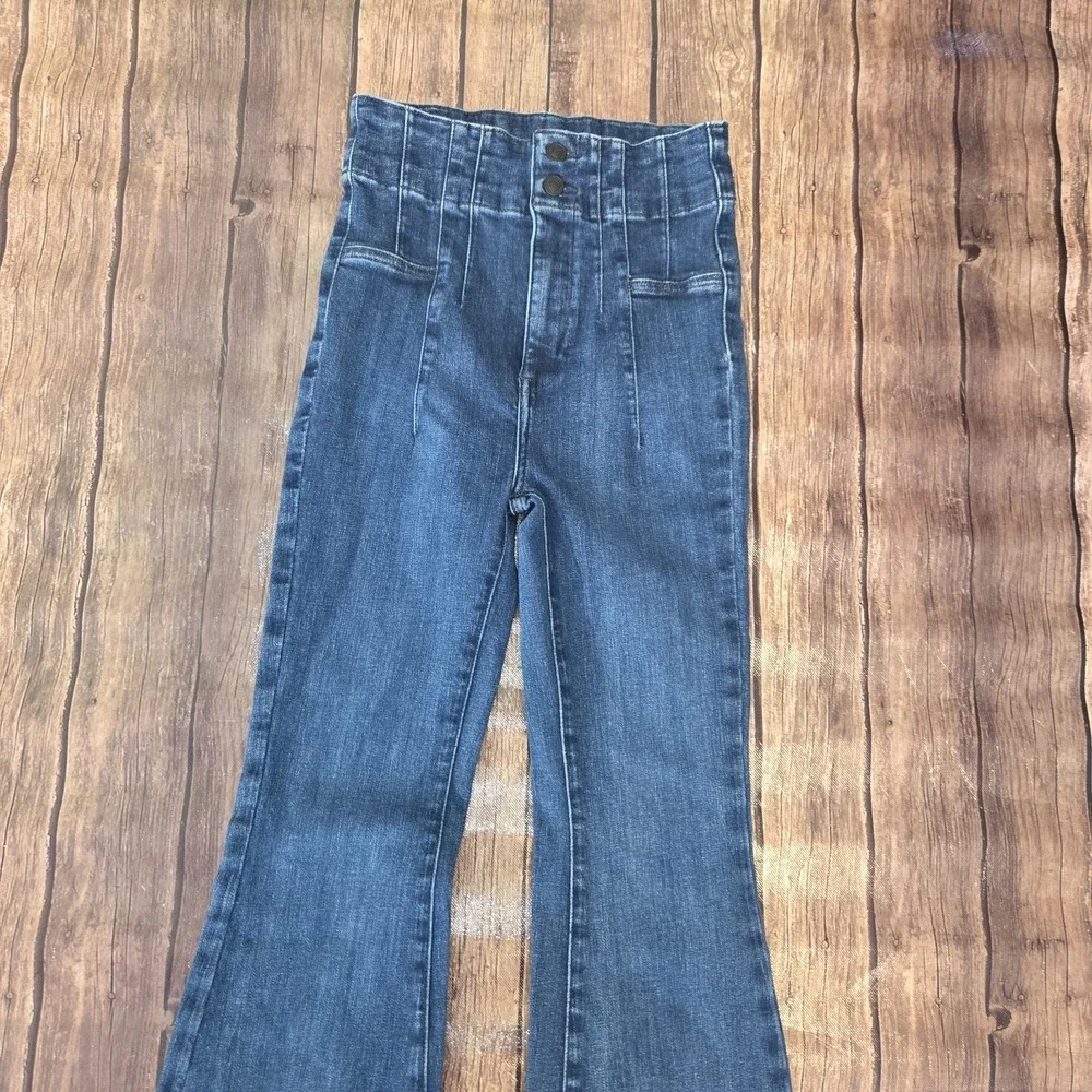 Free People Jayde Flare Jeans Women 26 Blue High Rise Boho Retro Western Cowgirl